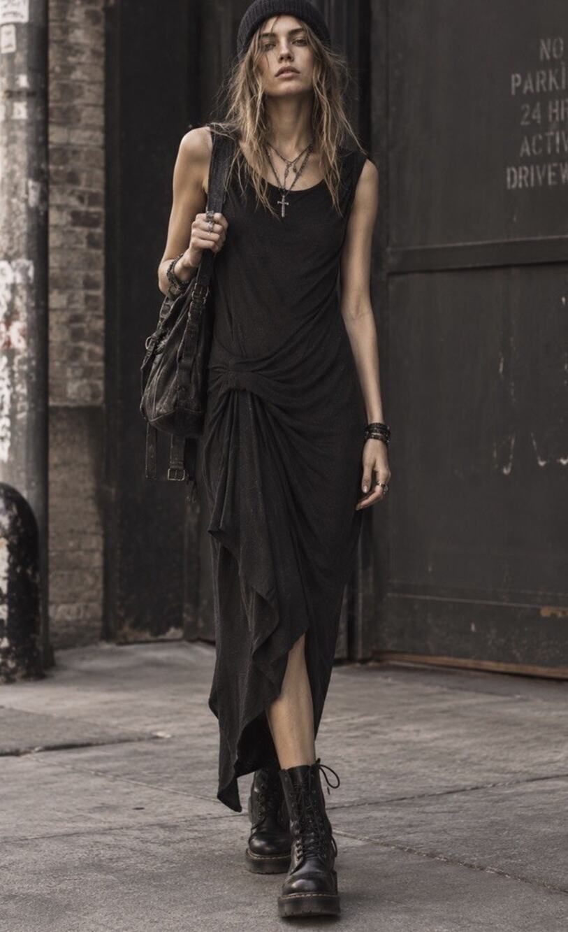 All Saints Jersey Ruched Y2K Ruched Dress Xs Grunge